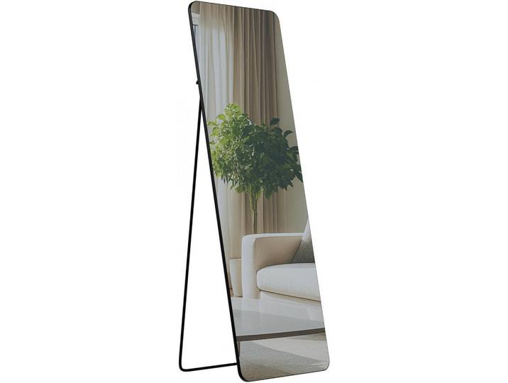 CLP Standspiegel eckig 50/3/150 cm Glas Schwarz-Matt, Rechteckig, 50x150x3 cm, Spiegel, Standspiegel