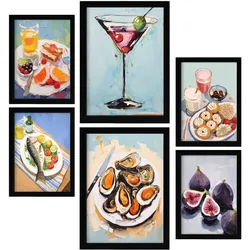 POSTER Set Mit 6 Essen A3 & A4 Schwarzer Rahmen