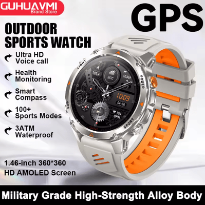 Inspire Picks AeroTrack Pro GPS Smartwatch AMOLED NFC Calling Sports Watch grey Orange