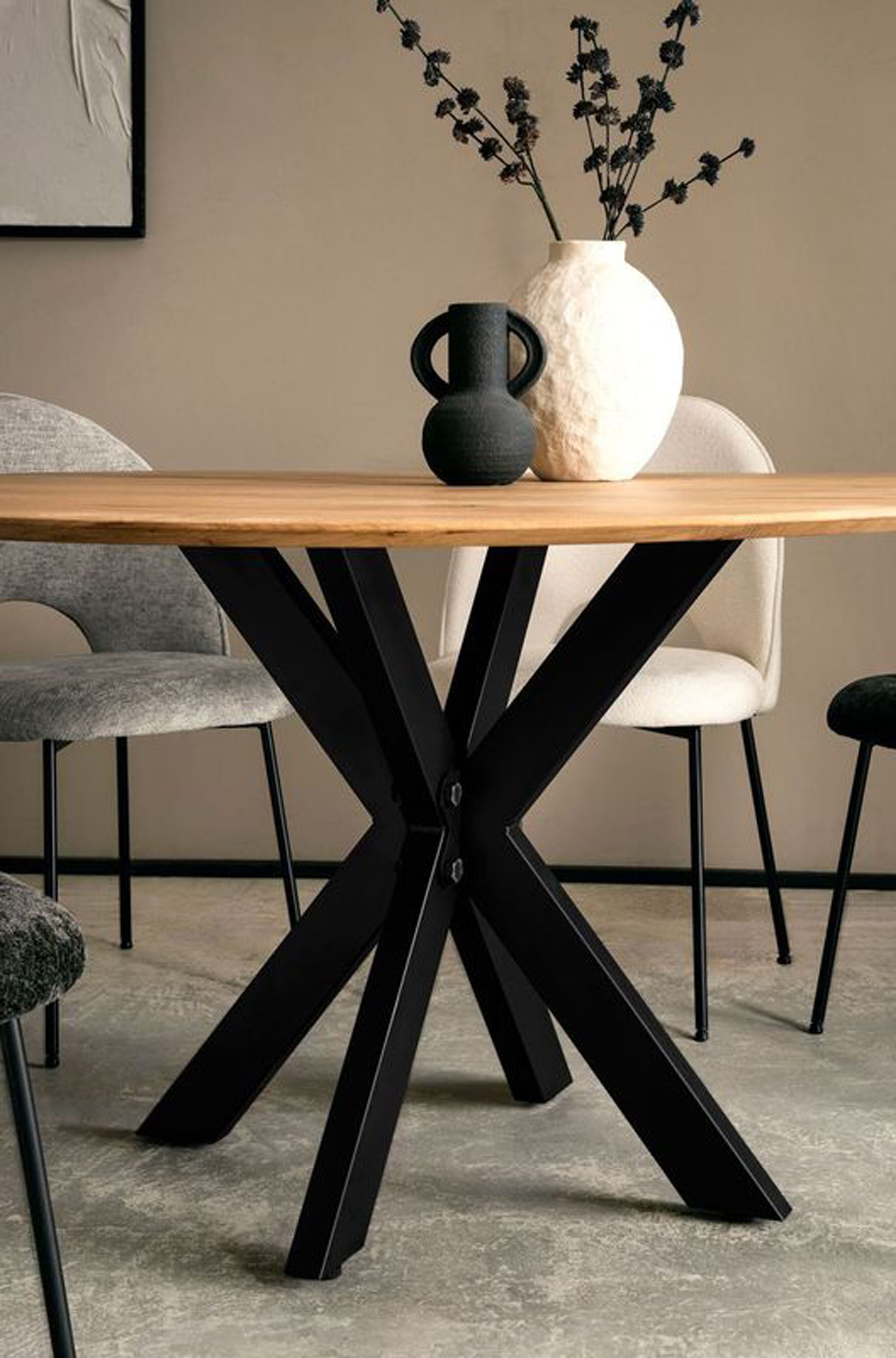 Esstisch HOME AFFAIRE "Quebec", schwarz (natur, schwarz), B:100cm H:77cm T:100cm, Tische, Esstisch, mit eleganter Schweizer Kante natur, schwarz B/H/T: 100cm x 77cm x 100cm