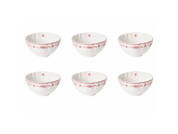 Bol à muesli Vila 6 pièces Ø 16cm Blanc/Blanc/Rouge