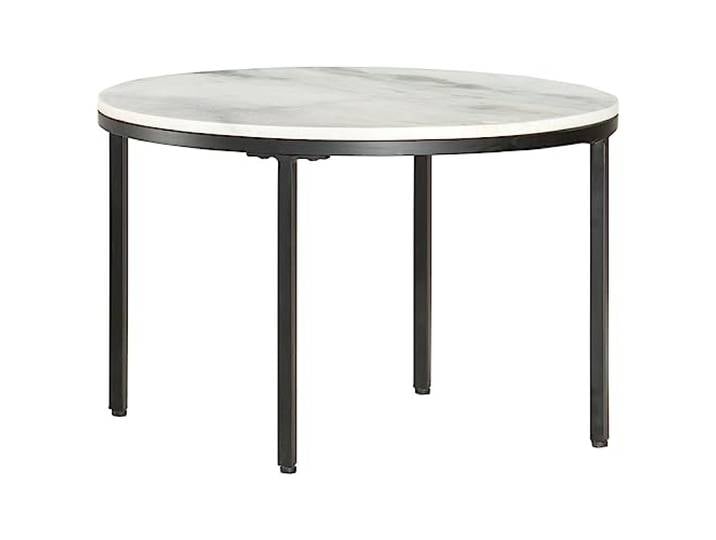 vidaXL Couchtisch Weiß und Schwarz Ø65 cm Echter Marmor