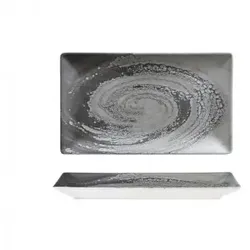 Vortex Grey Flachteller 25x15 cm Rechteckiger Digitaldruck M1934 6er-Pack