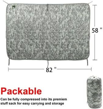 HomeDecorAndMore LLC Tactical Army Poncho Liner Camouflage Blanket, Water Repellent Woobie Quilted Military Blanket For Outdoor Adventures acu