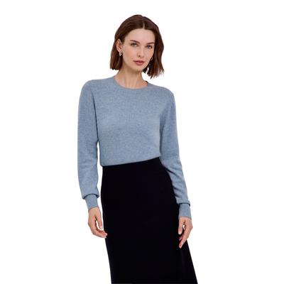 Strickpullover FALKE "Pure Cashmere", Damen, Gr. XL, cloud meliert (6027), Pullover Strickpullover