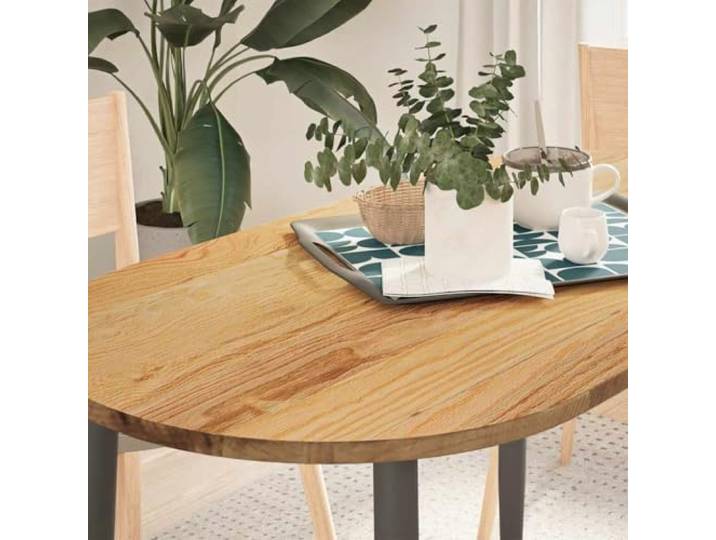 PTUGUOF Tischplatte Hellbraun 120x60x2 cm Massivholz Eiche Oval Multifunktional, Pflegeleicht, Einzigartige Maserung, Für Couchtisch, Beistelltisch, Stehtisch