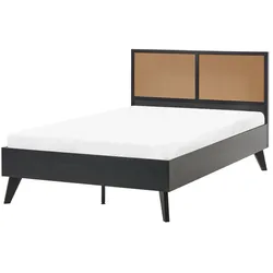 BETT mit Lattenrost 120/200 cm Faserplatte, PE Rattan Schwarz Monpazier