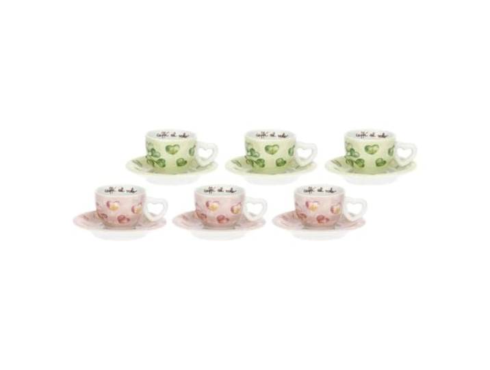 THUN - Set 6 Espressotassen - Porzellan - Kollektion Herzen in Blume - 13 x 6 cm