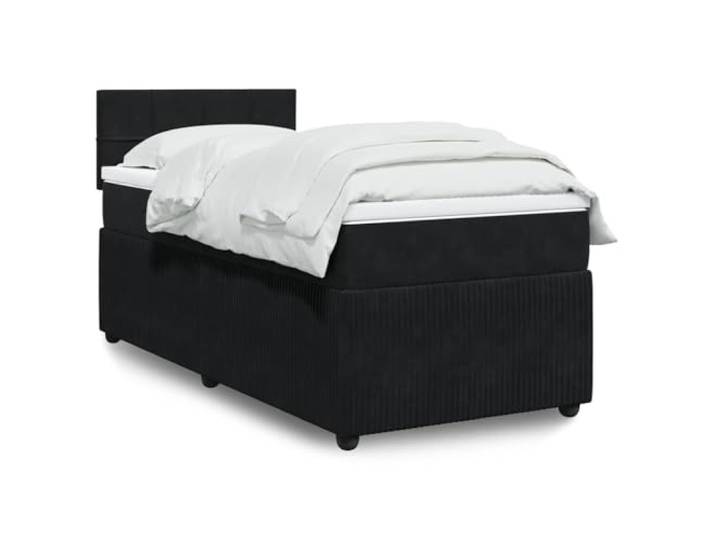 RJPLMFV Lattenrost mit Matratze, Velours, Schwarz, 100 x 200 cm Taschenfedern, abnehmbarer Bezug, inkl. Latten, optimale Unterstützung