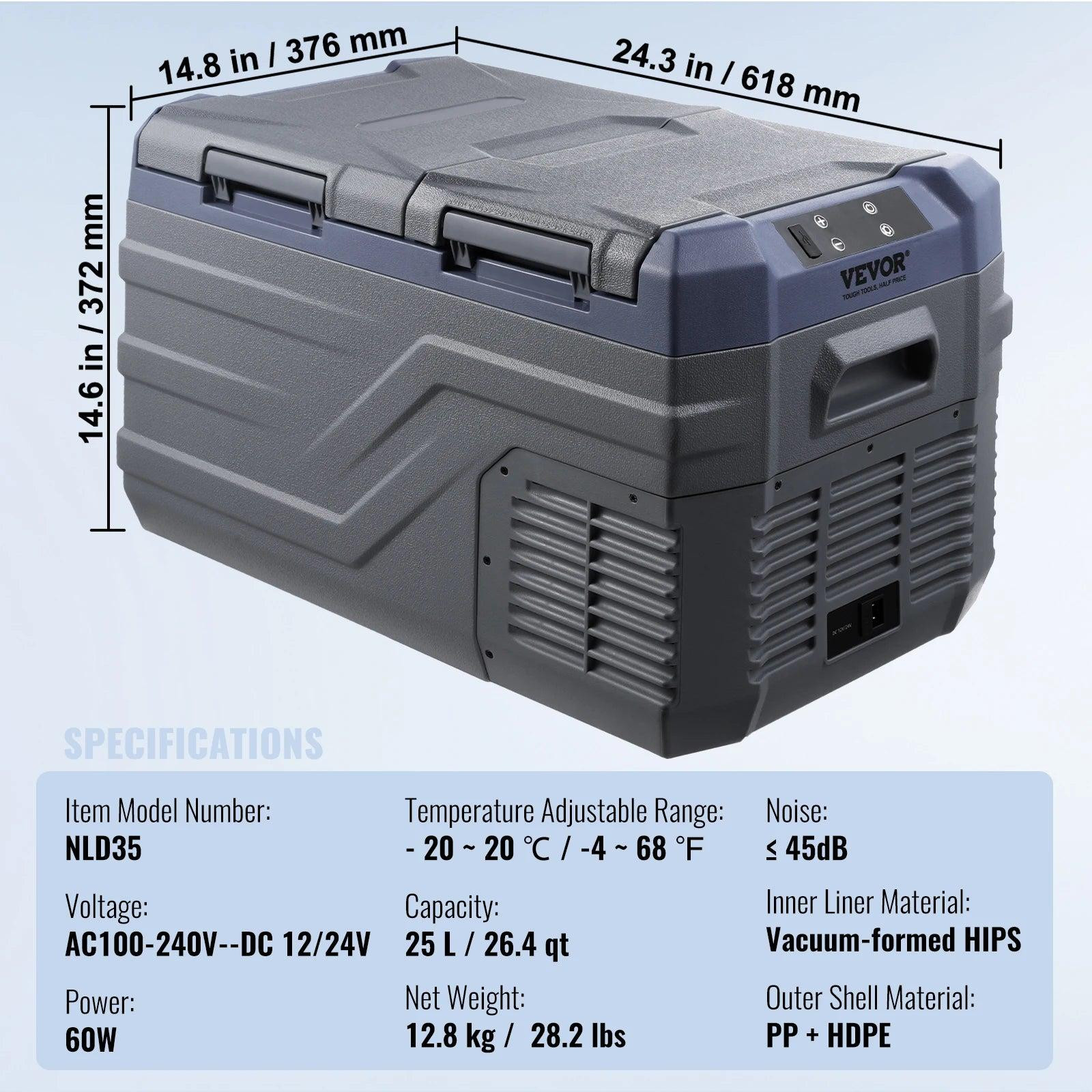 Selius Draagbare Auto Koelkast - Mobiele Compressor Koelbox - 25 Liter