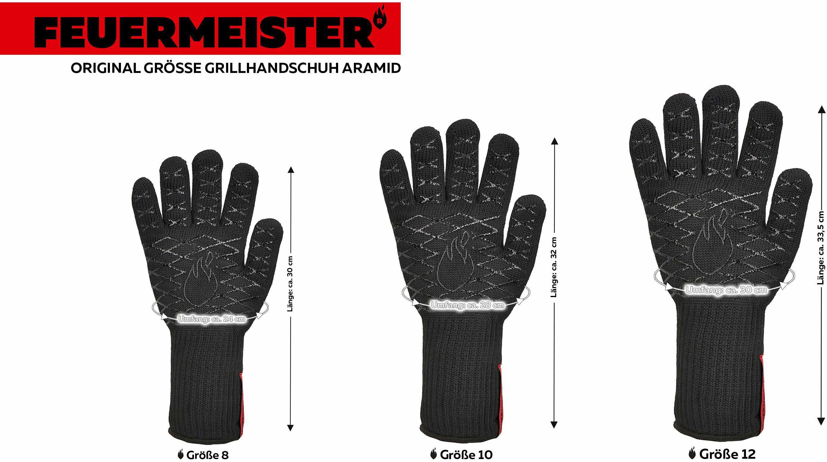 Grillhandschuhe "Feuermeister Premium BBQ Schwarz, Grösse 8", schwarz, Materialmix, Topflappen, Grillhandschuhe schwarz Einheitsgröße