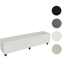 Bank Sitzbank mit Aufbewahrung Kriens XXL, Leder + Kunstleder, 180x45x45cm ~ weiß