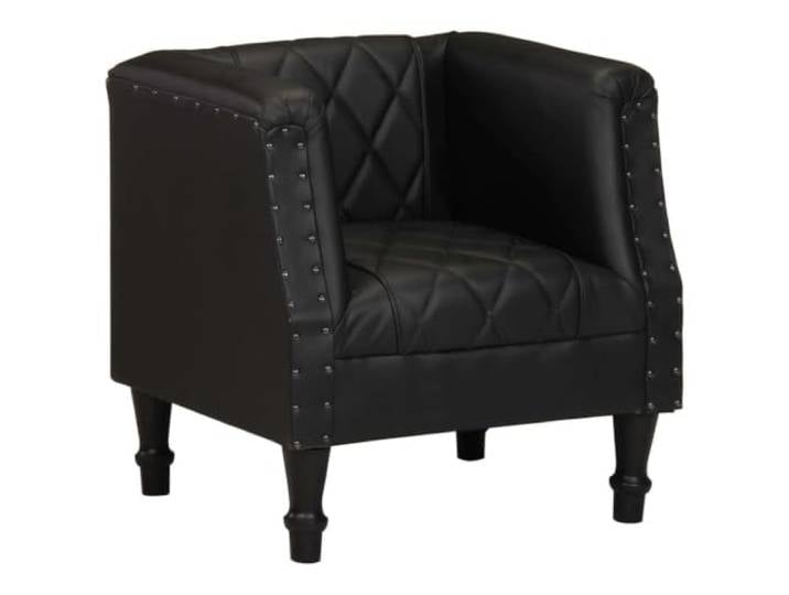 Heofavd Echtholz Sessel Schwarz aus Ziegenleder Polstersessel 60x57x64 cm