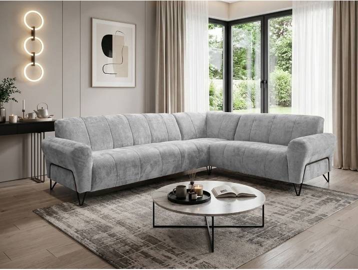 Beautysofa Ecksofa mit Metallbeine in Schwarz VOLARE L, ohne Schlaffunktion, mit höchstem Sitzkomfort