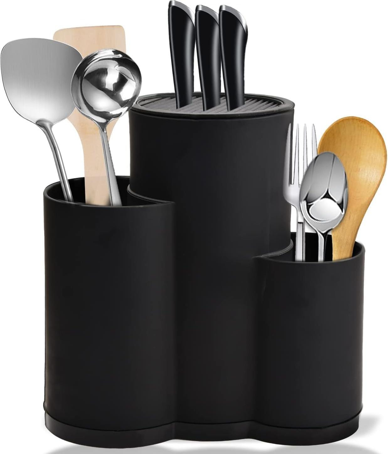 Universeel zwart plastic messenblok voor keukenmessen tot 12 inch