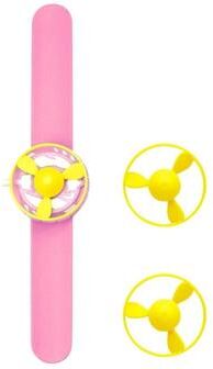 United Flying Saucer Launcher Toy Wristband Gyro Spinner Toy Set For Kids Outdoor Play pink