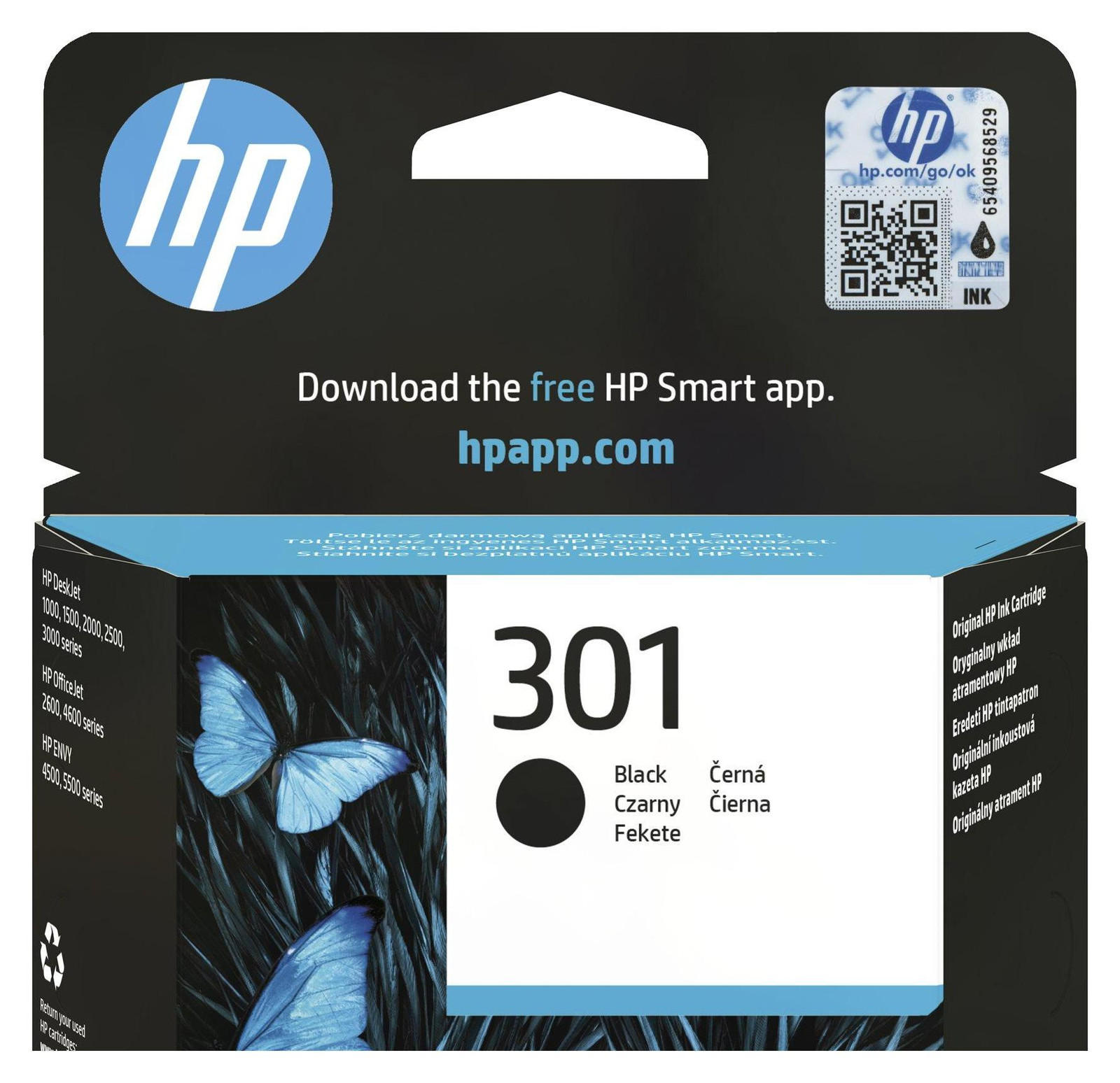 HP 301 Originele Inktcartridge Zwart, Standaard Opbrengst, 3 ml
