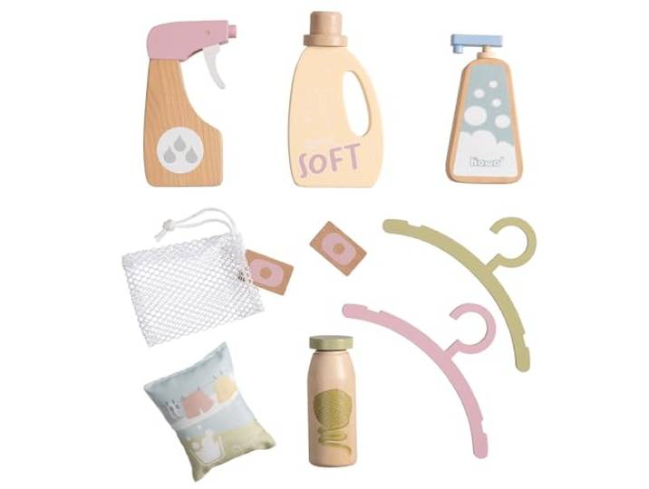 howa Kinderwasmachine accessoires wasverzorging set hout 10 stuks. 4894