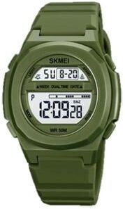 Everyday Crate SKMEI 1821 Digital Sports Watch Waterproof Silicone Strap LED Electronic Watch army Green