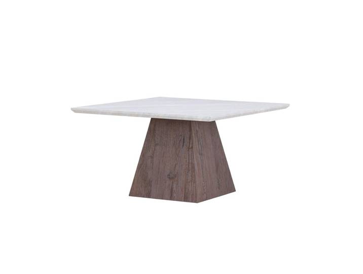 Table basse carrée effet marbre et bois 80x80cm - Gris clair