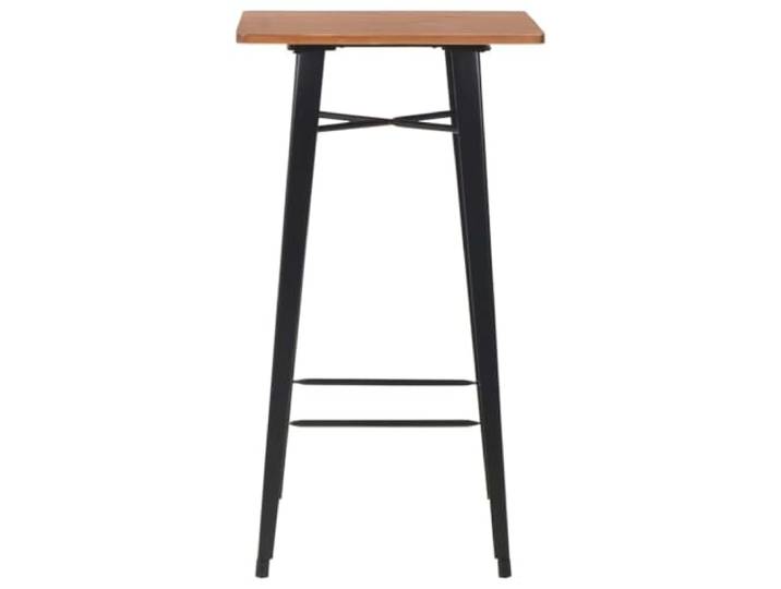 Bartisch Schwarz 60×60×108 cm Kiefer Massivholz und Stahl Moderner Bartisch, Tischplatte Kiefer Massivholz, pulverbeschichtete Stahlbeine, einfache Montage, Küche und Esszimmer