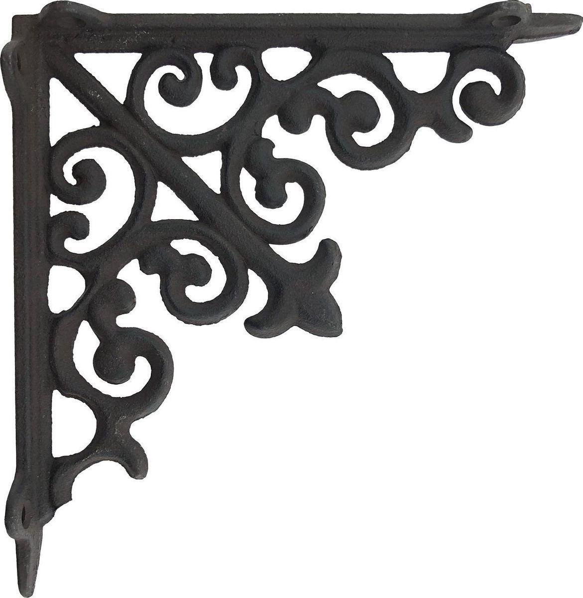 Plankdrager Nostalgia Wandhaak Gietijzer Oud Zwart 17 x 17 cm - 4 Stuks
