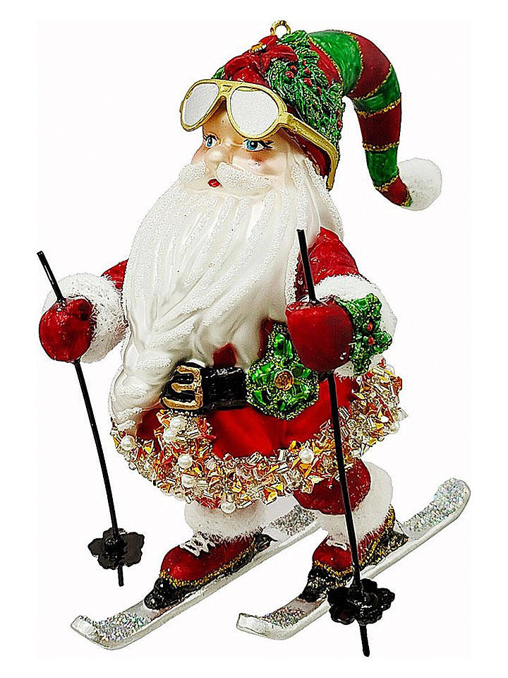 Bizzotto Christbaumornament "Santa" in Rot/ Grün - (H)12 cm - onesize