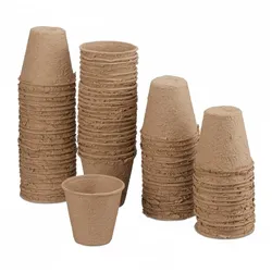 Relaxdays Anzuchttöpfe im Set, für Pflanzen, rund, 80 Stück, Pflanztöpfe, Zellulose, D: 6 cm, beige