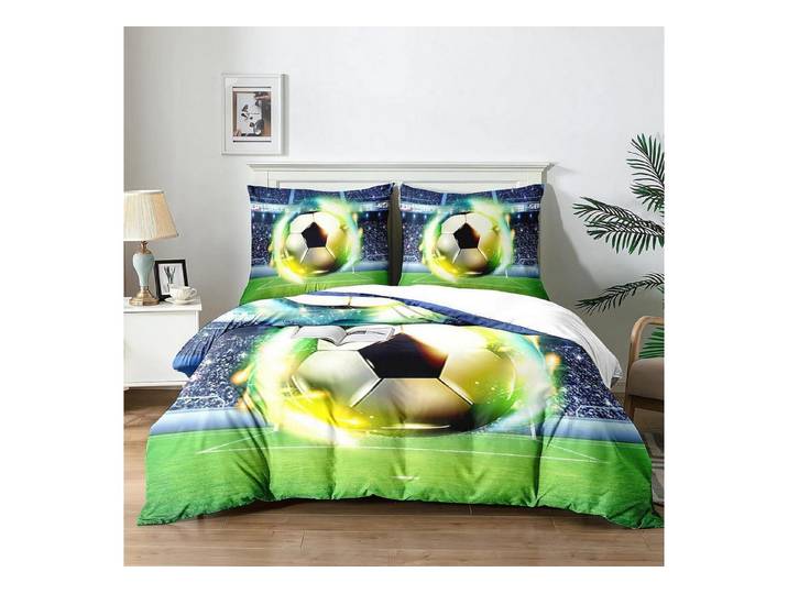 LuxusKollektion Kinderbettwäsche Bettwäsche Set Kinder Fußball 140x200cm 3tlg