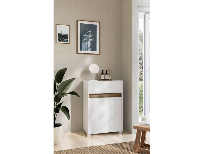 Kommode 57 x 85 x 33cm Weiß/Weiß