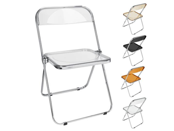 Chaise pliante en acrylique transparent, chaise pliante empilable en cristal, chaise longue, structure chromée, pour banquet, conférence, fête