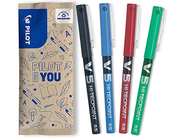PILOT - 4 V5 - Vloeibare Inktroller - Zwart, Blauw, Rood, Groen