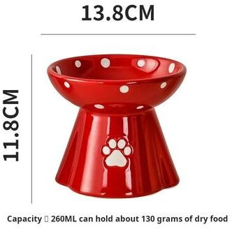 Uplift Treasures Elevated Ceramic Cat Bowl Stand red 5.43 * 4.65 In