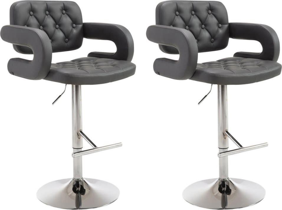 BellaFurn Set van 2 grijze draaibare bistrobarkrukken