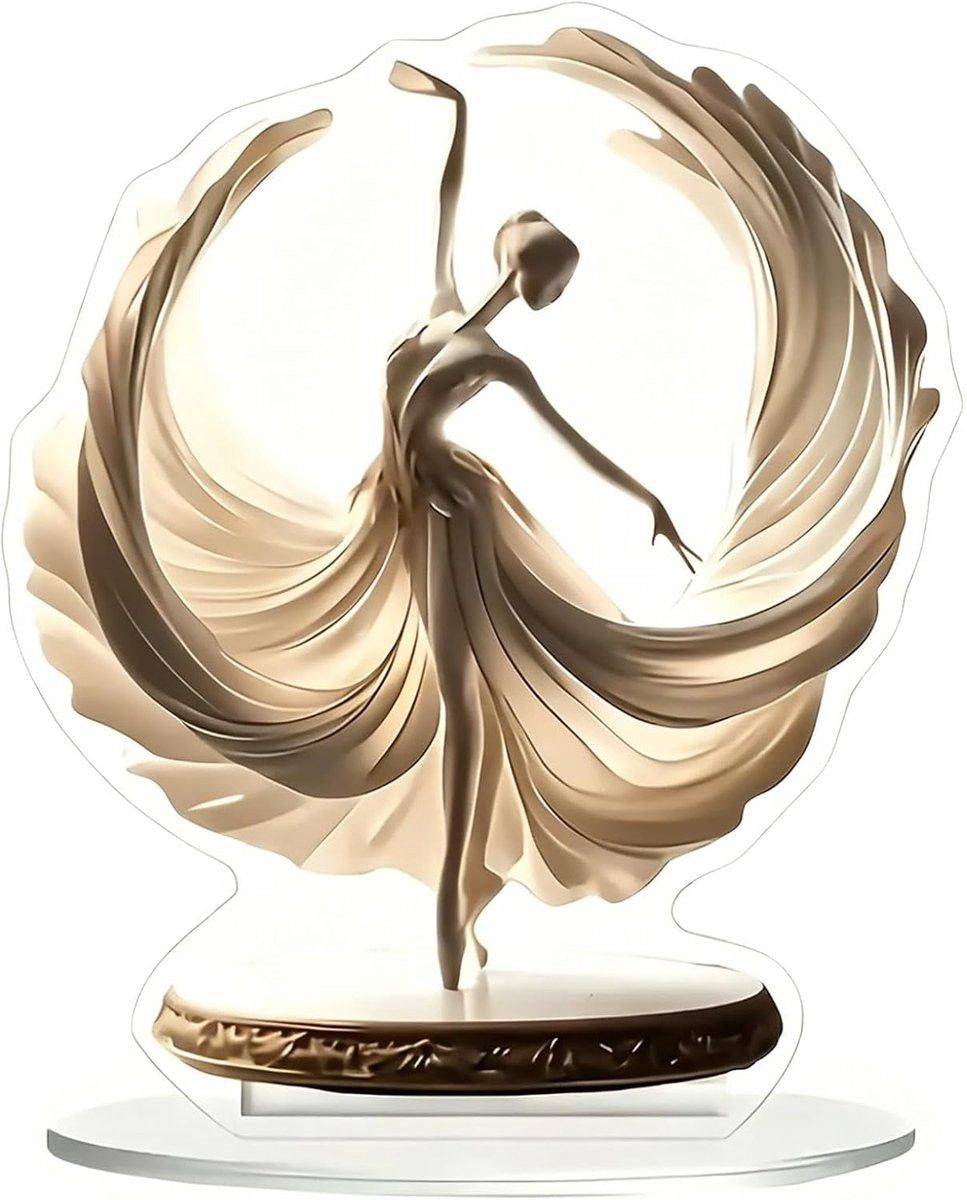 Ballet Beeldje Danseres Sculptuur Transparant Acryl Decoratie Breedte: 20 cm