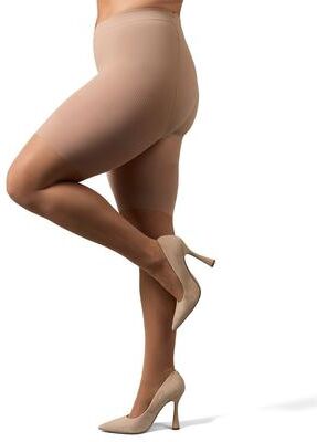 Plus Size Women's Women's Half & Half Light Support Leg Nylon Pantyhose by MeMoi in Nude (Size 1X-2X)
