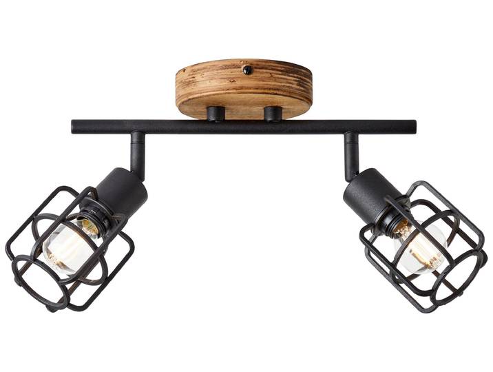 Lampe Brilliant Gwen Spotrohr 2 lampes\, bois antique/noir\, métal corindon noir\, 2x D45\, E14\, 28 W