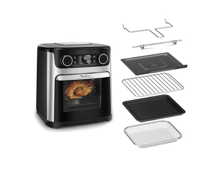 Moulinex Easy Fry Air Fryer, Multicooker und Backofen, 15 L, 9 Programme, Fritteuse ohne Öl, 3 Kochstufen, kompakt, extra crisp, schwarz, AL556DF0, Edelstahl