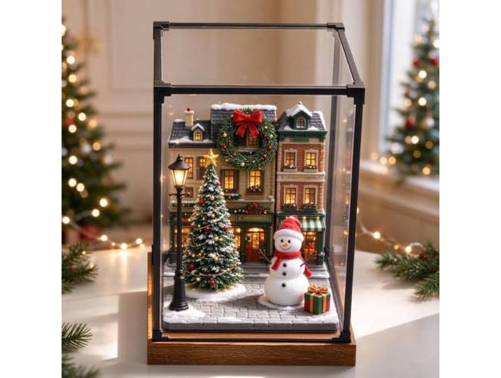 Acryl Vitrine Hohe, Durchsichtige Acryl-Vitrine, Staubgeschütztes Display Präsentationsbox für Puppenhaus-Miniaturen, Transparente Tischvitrine / Staubschutzhaube(60x60x40cm(24x24x16in))