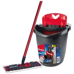 Vileda Ultramax Box / Plochý mop / rukavice + utěrka Actifibre Pro, Reinigungsutensil, Rot, Schwarz