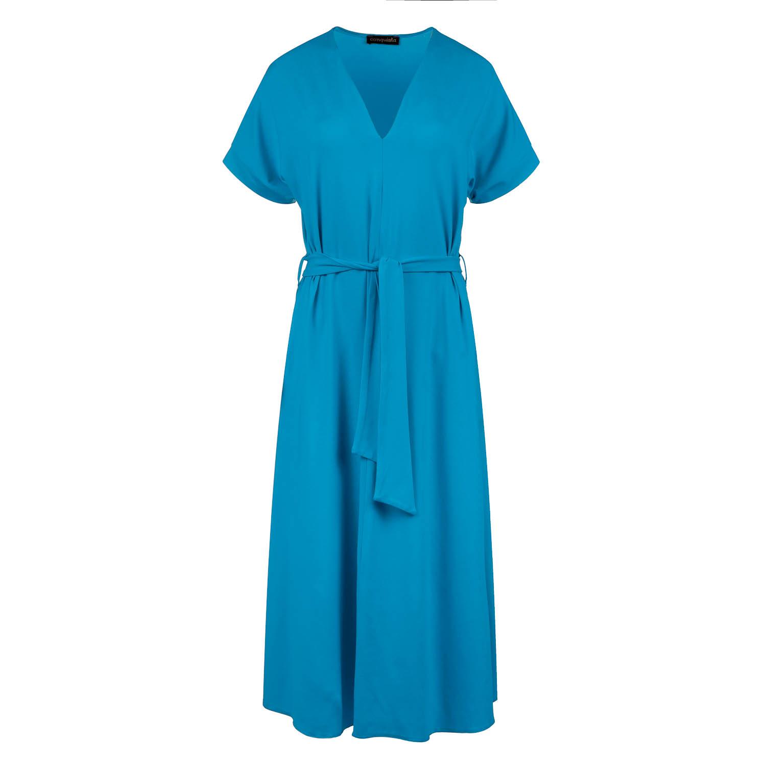 Türkisfarbenes Jersey-Midikleid mit Gürtel