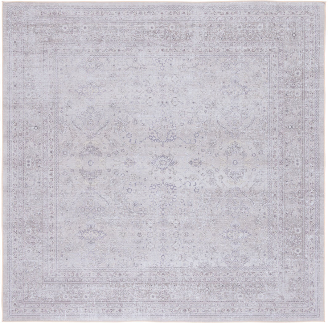 Astoria Grand Tucson Vintage Look Machine Washable Non-Slip Area Rug in White/Grey Beige Square 183 cm