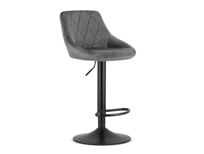 Grauer Barhocker KAST VELVET mit schwarzem Bein