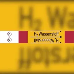 Rohrleitungskennzeichen H2 Wasserstoff - 33000x105 mm Folie selbstklebend