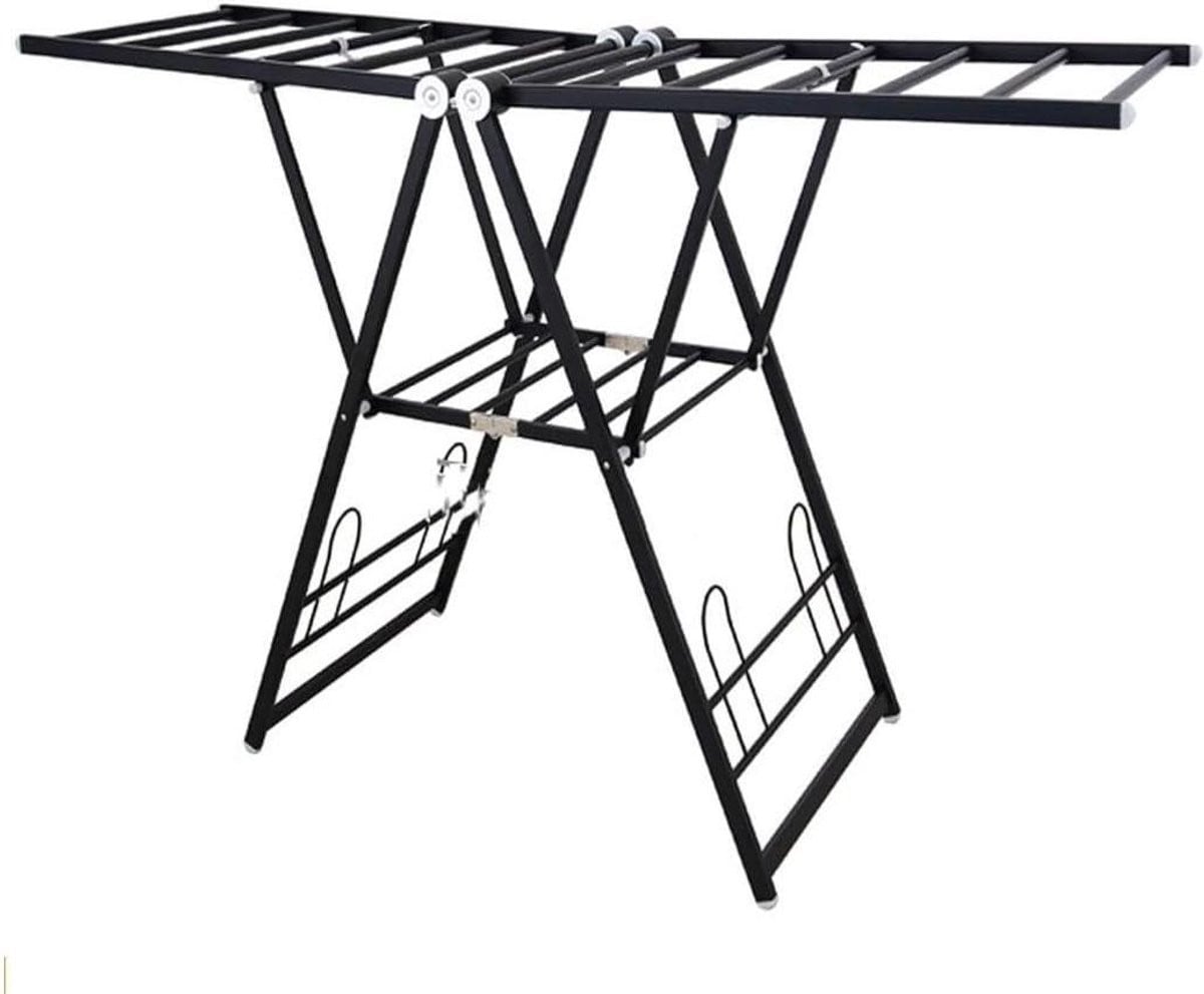 Inklapbaar droogrek voor kleding, zwart, 140 cm