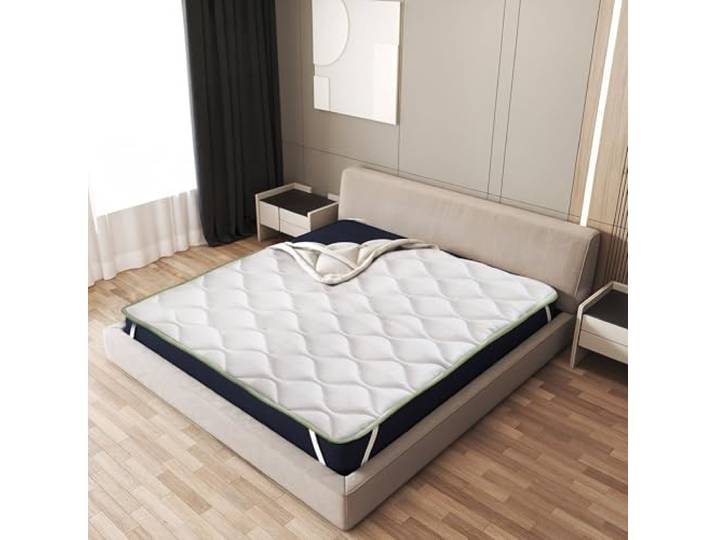 The White Stone Kühlende Matratzentopper 200 x 200 cm mit Elastikbändern Matratzenauflage mit Cooler-Technologie und orthopädischen Eigenschaften Höhe 4 cm Atmungsaktiver, antibakterieller Bezug