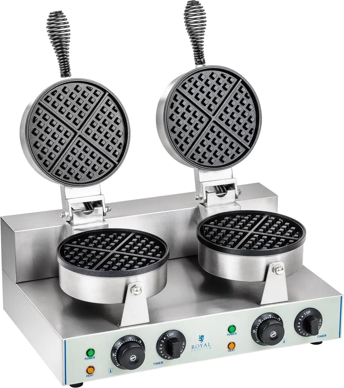 Royal Catering Doppel-Waffeleisen mit 2 x 1.300 Watt - rund RCWM-2600-R