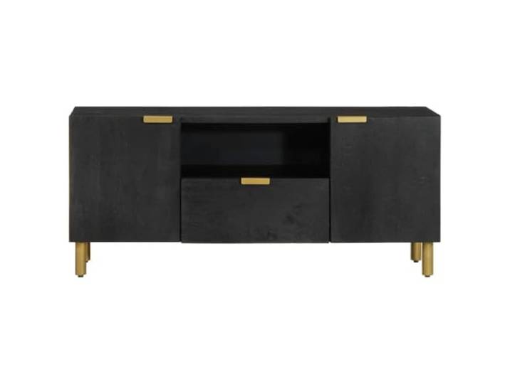 KTHLBRH TV-Schrank Schwarz 100 x 33 x 46 cm Holz mehrschichtig Zwei Türen, Metallgriffe, viel Stauraum, für Wohnzimmer oder Schlafzimmer