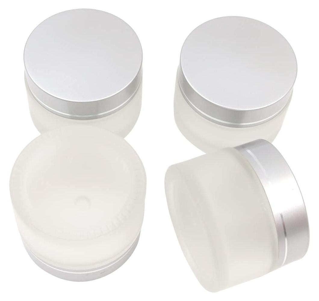Dripio 4 lege glazen navulpotjes van 50 ml met zilveren deksel
