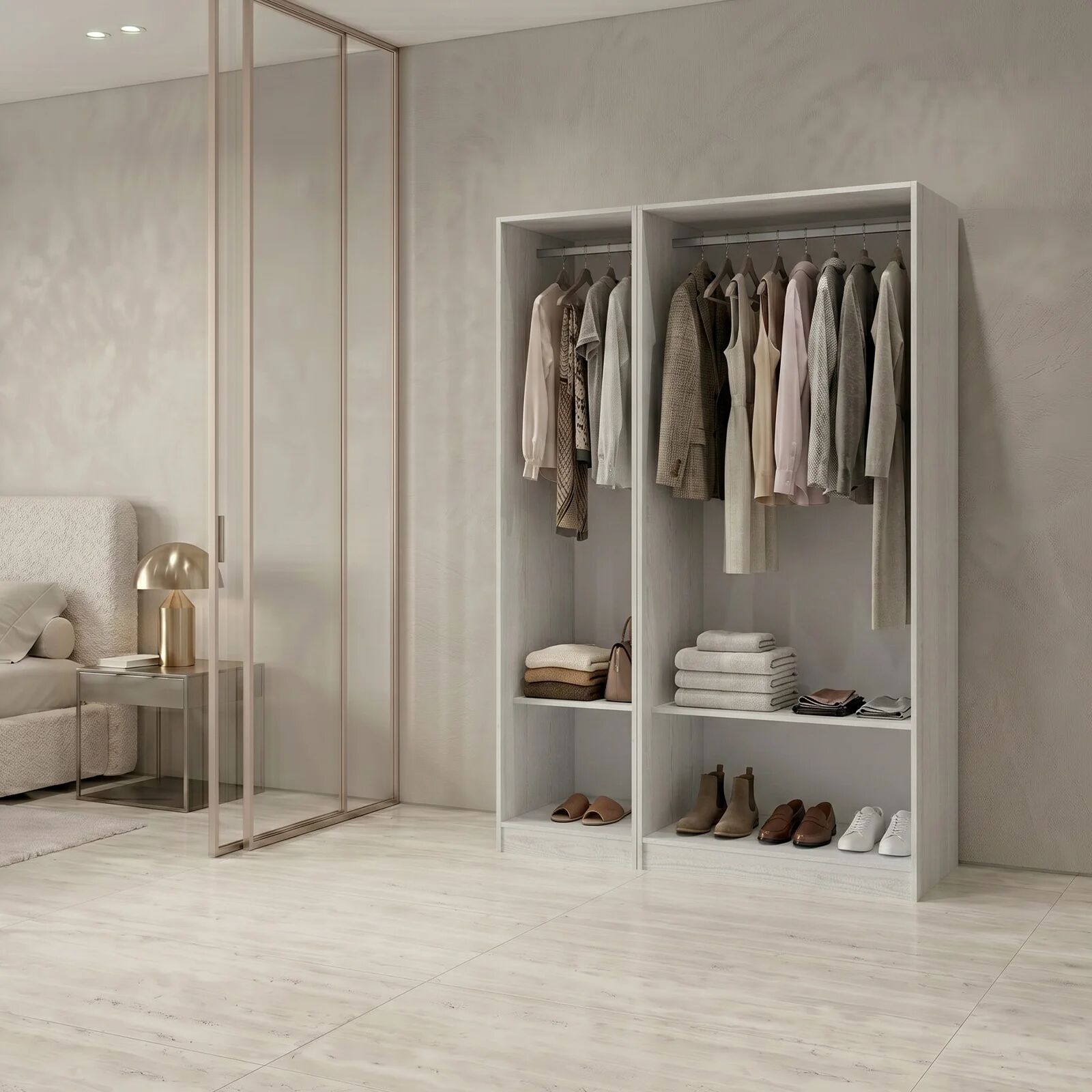 garneroarredamenti Cabina armadio 120x201h cm con appendiabiti bianco frassinato Dulcinea